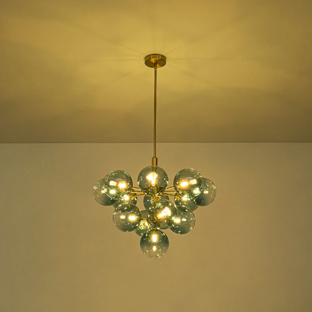 Cluster Gradual Blue Glass Bubble Tiered Chandelier - Image 12