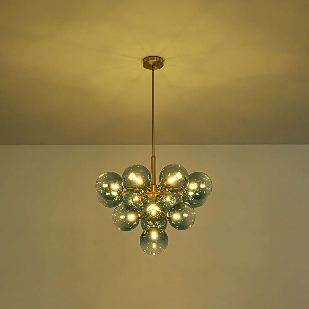 Cluster Gradual Blue Glass Bubble Tiered Chandelier - Image 13
