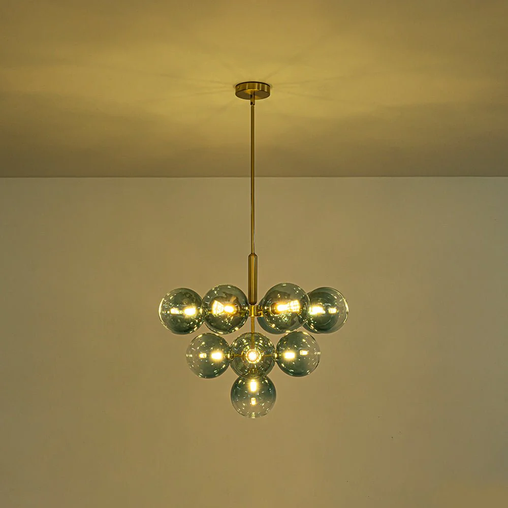 Cluster Gradual Blue Glass Bubble Tiered Chandelier - Image 14