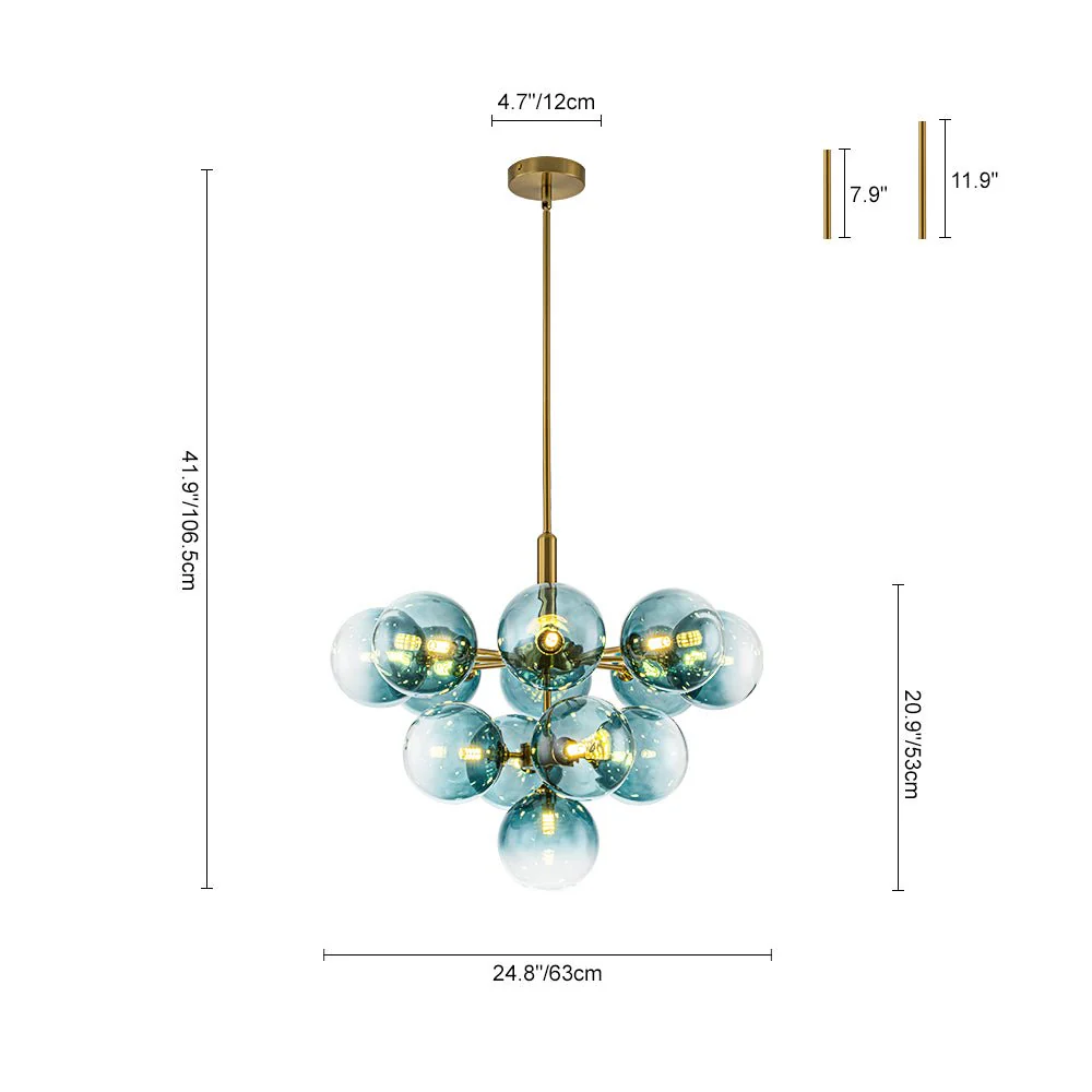 Cluster Gradual Blue Glass Bubble Tiered Chandelier - Image 15