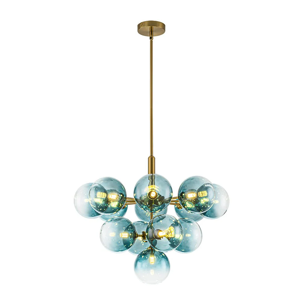 Cluster Gradual Blue Glass Bubble Tiered Chandelier - Image 3