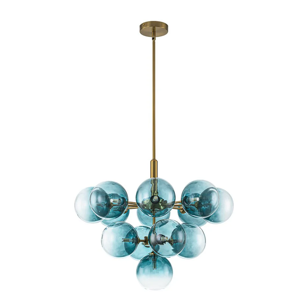 Cluster Gradual Blue Glass Bubble Tiered Chandelier - Image 4