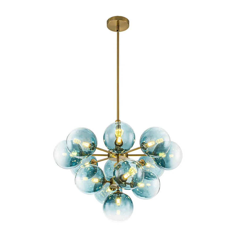 Cluster Gradual Blue Glass Bubble Tiered Chandelier - Image 5