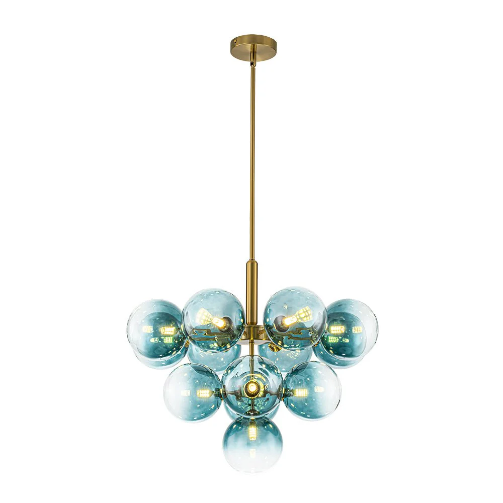 Cluster Gradual Blue Glass Bubble Tiered Chandelier - Image 6