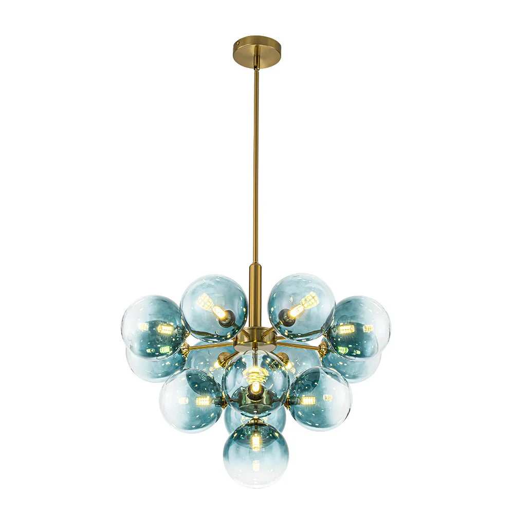 Cluster Gradual Blue Glass Bubble Tiered Chandelier - Image 7