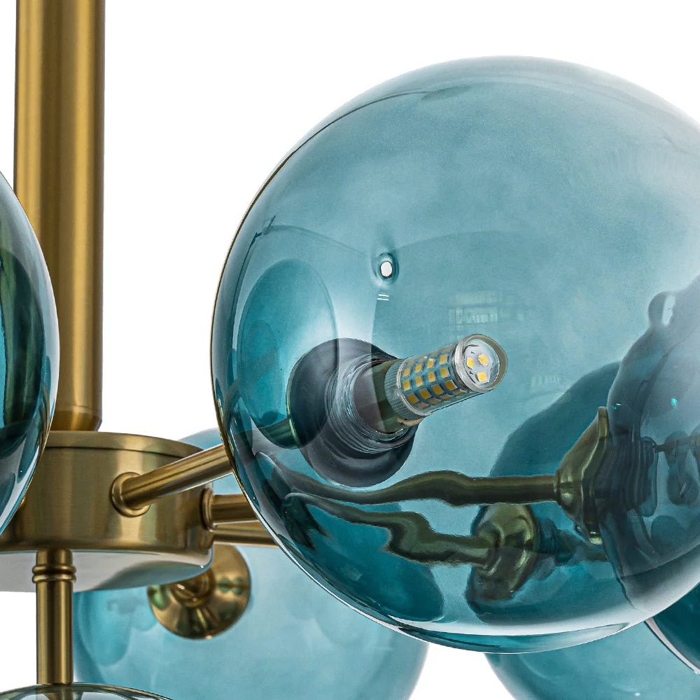Cluster Gradual Blue Glass Bubble Tiered Chandelier - Image 9