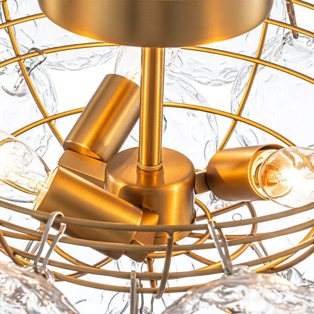 Cluster Hammered Textured Glass Bubble Semi Flush Chandelier - Image 12