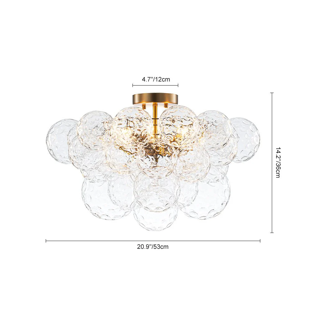 Cluster Hammered Textured Glass Bubble Semi Flush Chandelier - Image 14