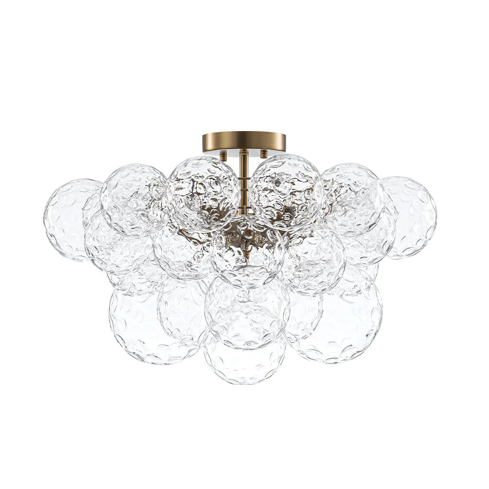 Cluster Hammered Textured Glass Bubble Semi Flush Chandelier - Image 2