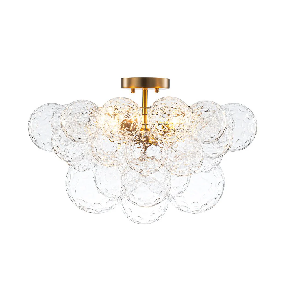 Cluster Hammered Textured Glass Bubble Semi Flush Chandelier - Image 3