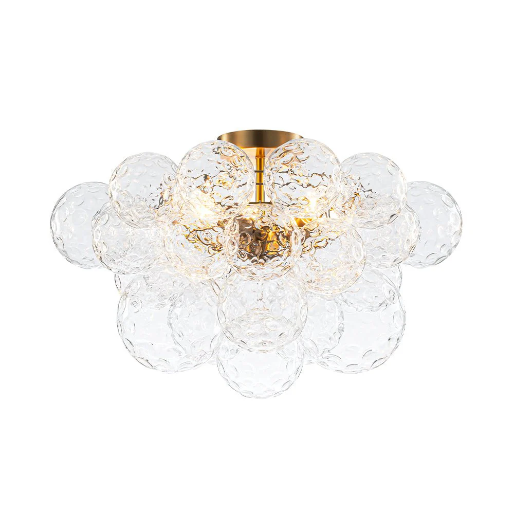 Cluster Hammered Textured Glass Bubble Semi Flush Chandelier - Image 4