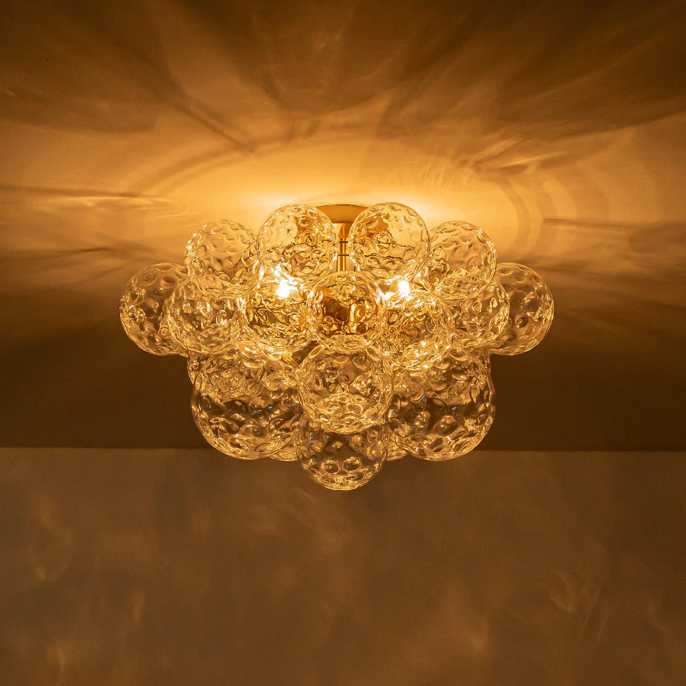 Cluster Hammered Textured Glass Bubble Semi Flush Chandelier - Image 7