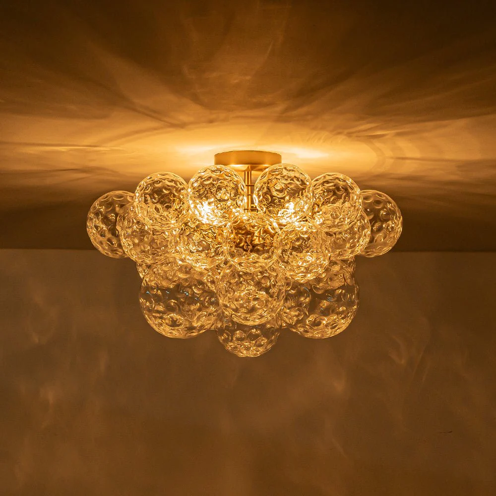Cluster Hammered Textured Glass Bubble Semi Flush Chandelier - Image 8