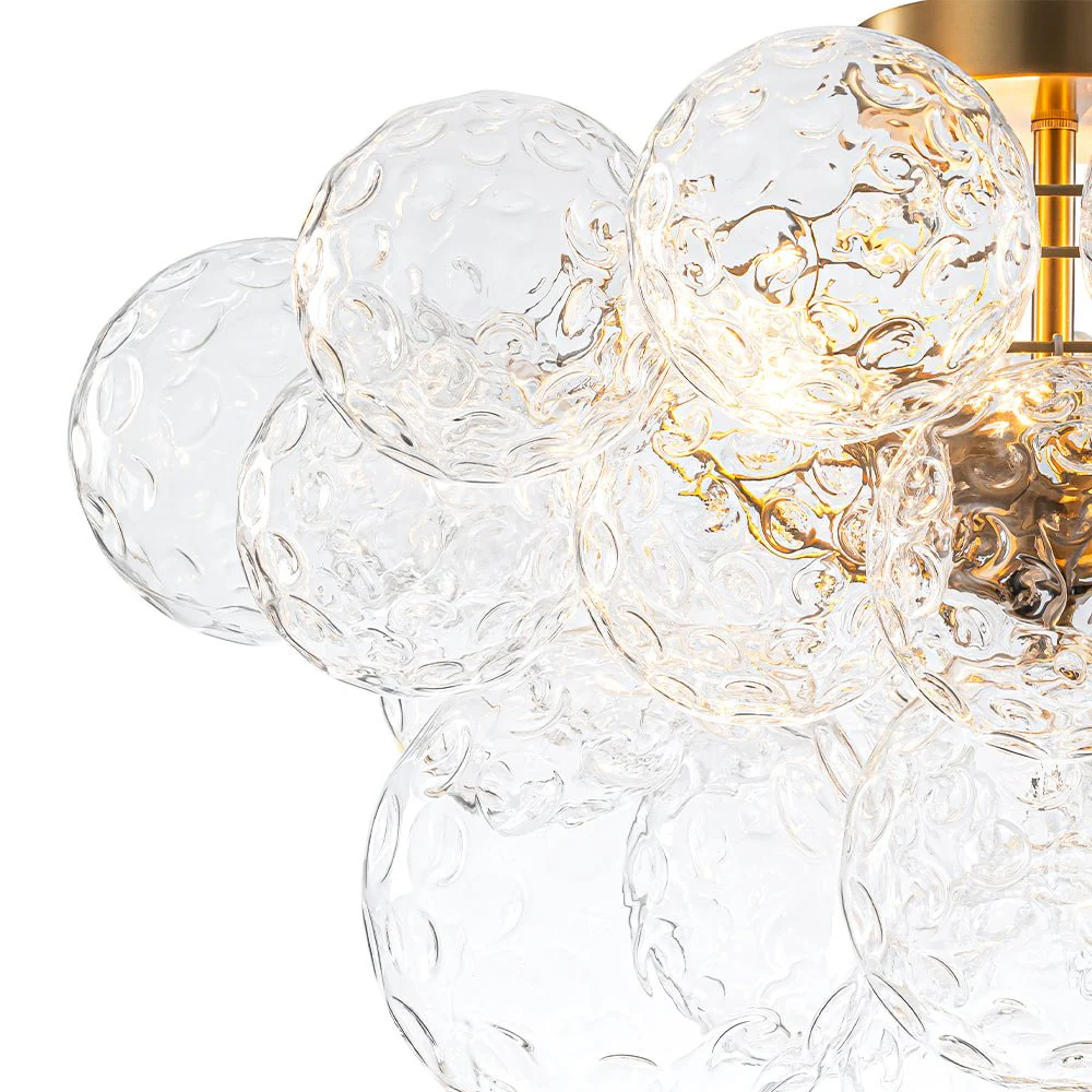 Cluster Hammered Textured Glass Bubble Semi Flush Chandelier - Image 9