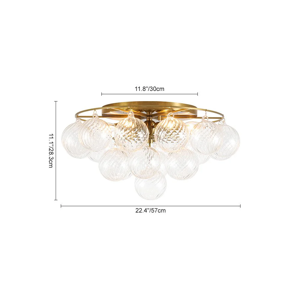 Cluster Ribbed Glass Bubble Round Tiered Semi Flush Chandelier - Image 10