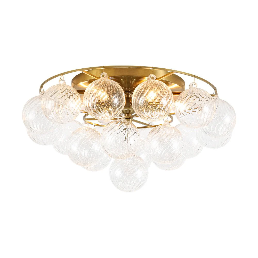 Cluster Ribbed Glass Bubble Round Tiered Semi Flush Chandelier - Image 11