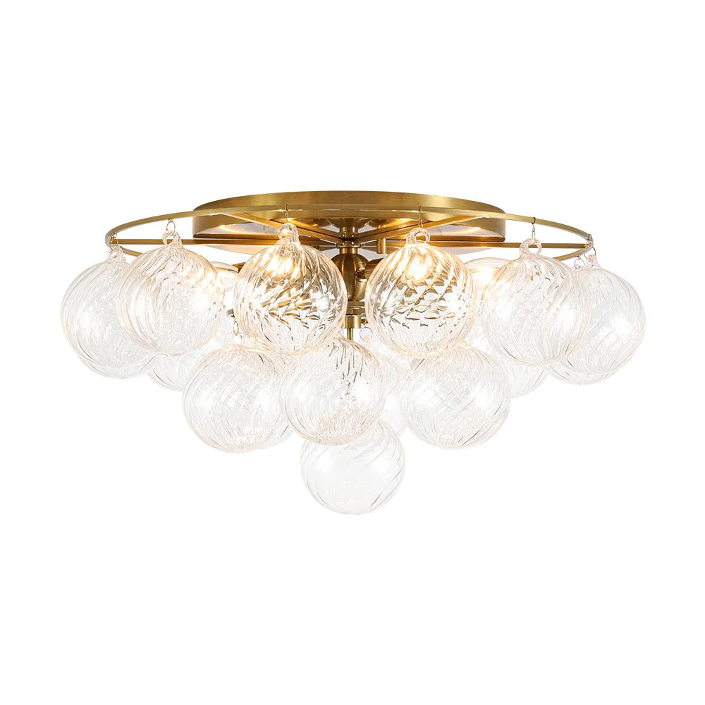 Cluster Ribbed Glass Bubble Round Tiered Semi Flush Chandelier - Image 12