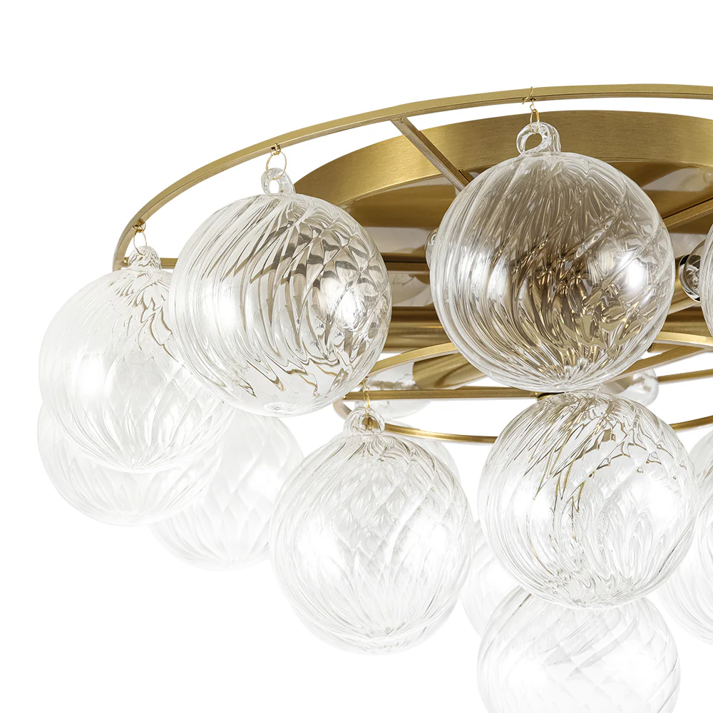 Cluster Ribbed Glass Bubble Round Tiered Semi Flush Chandelier - Image 17