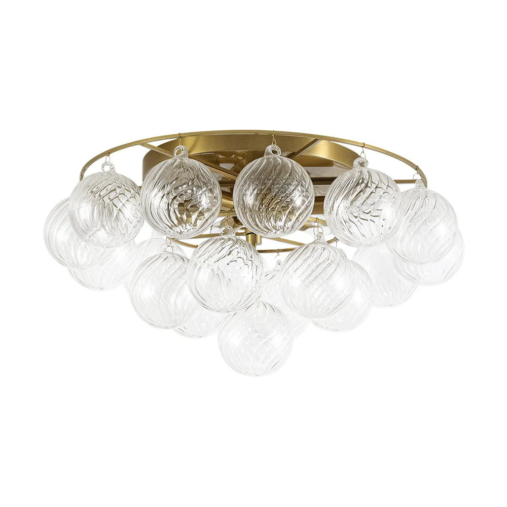 Cluster Ribbed Glass Bubble Round Tiered Semi Flush Chandelier - Image 6