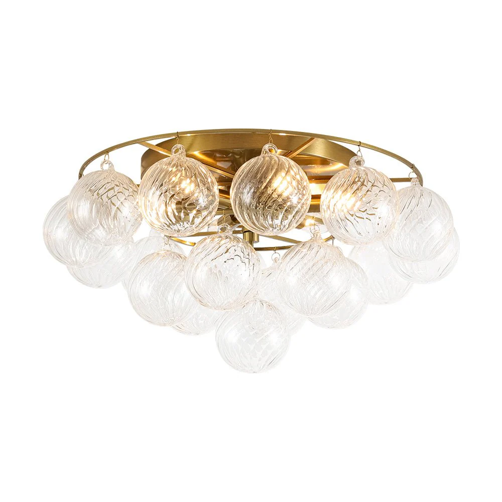 Cluster Ribbed Glass Bubble Round Tiered Semi Flush Chandelier - Image 7