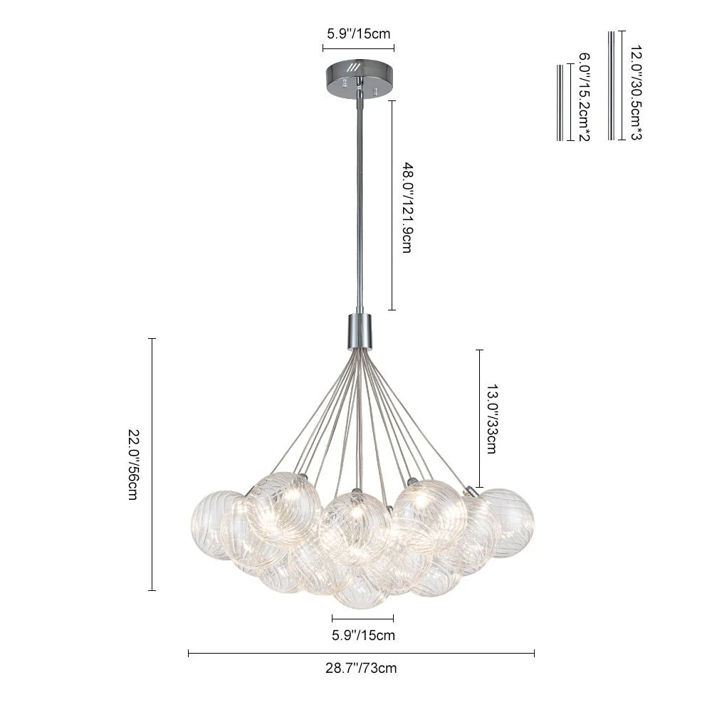 Cluster Ribbed Glass Dimmable LED Bubble Chandelier - Image 16