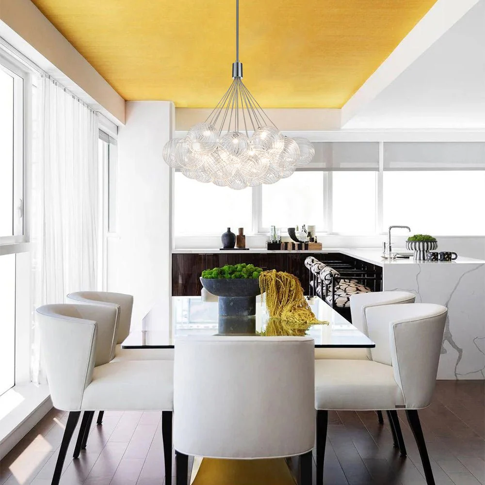 Cluster Ribbed Glass Dimmable LED Bubble Chandelier - Image 2