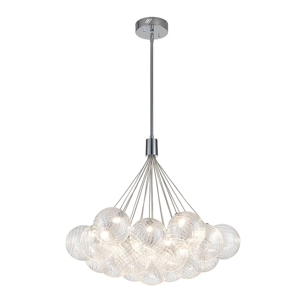 Cluster Ribbed Glass Dimmable LED Bubble Chandelier - Image 4