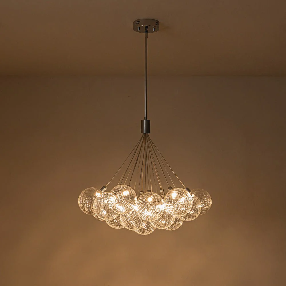 Cluster Ribbed Glass Dimmable LED Bubble Chandelier - Image 8