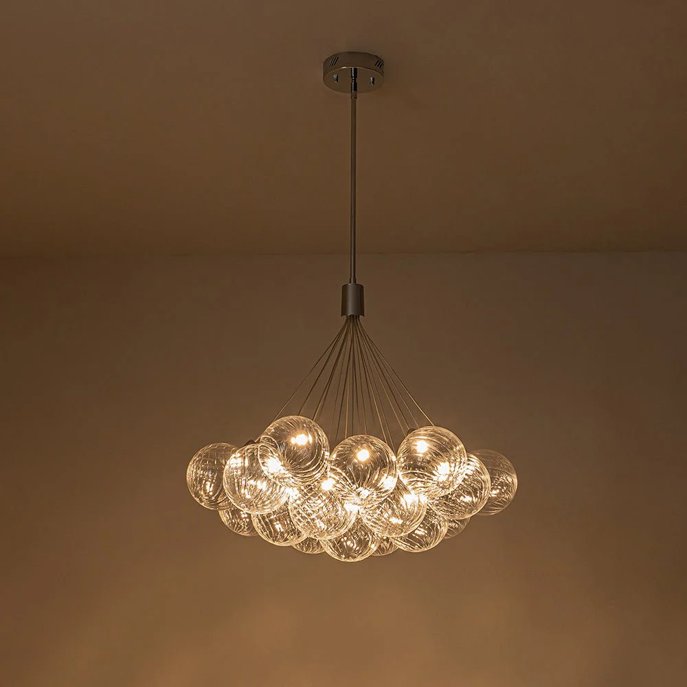 Cluster Ribbed Glass Dimmable LED Bubble Chandelier - Image 9