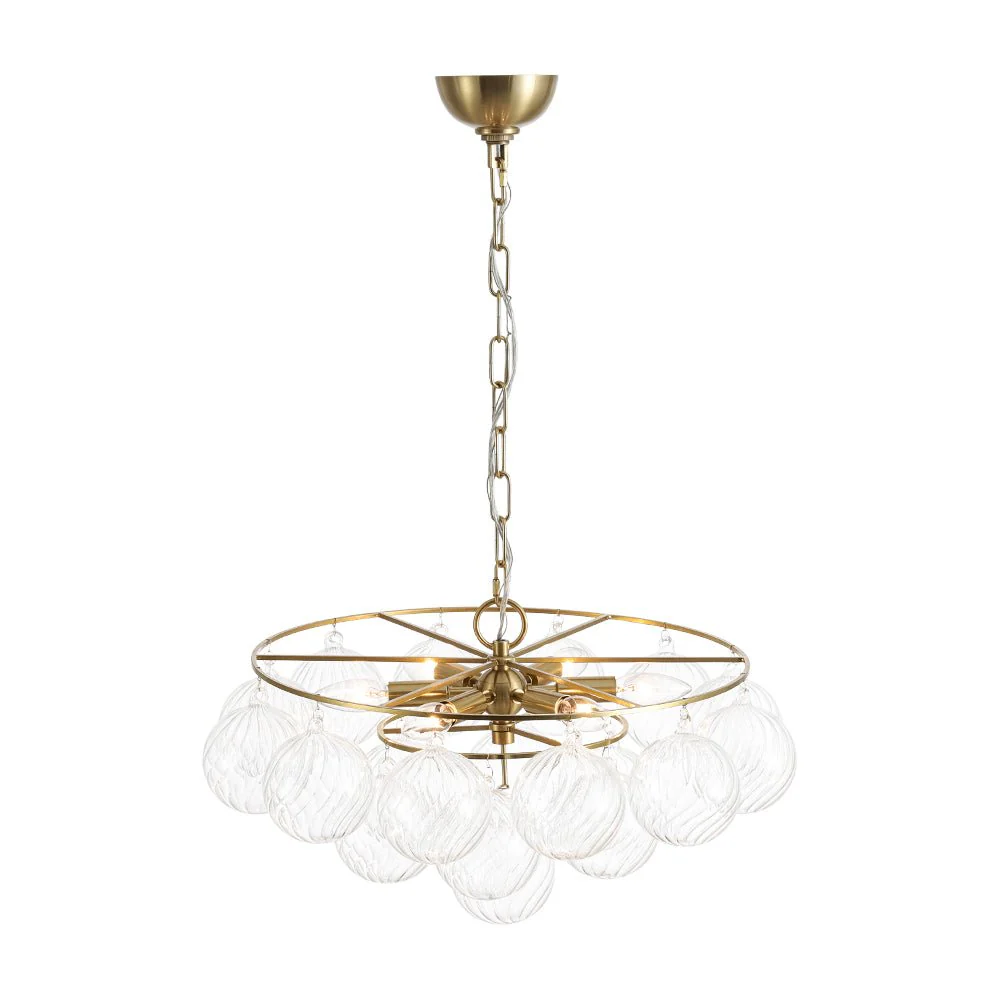 Cluster Ribbed Glass Globe Bubble Round Tiered Chandelier - Image 11