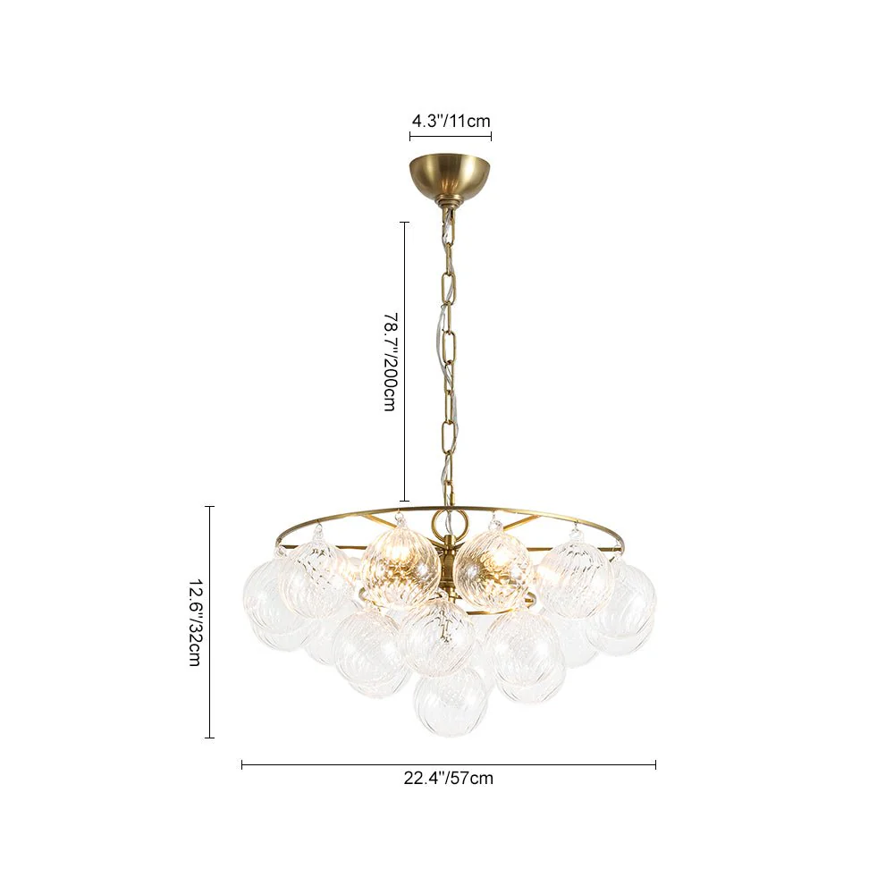 Cluster Ribbed Glass Globe Bubble Round Tiered Chandelier - Image 12