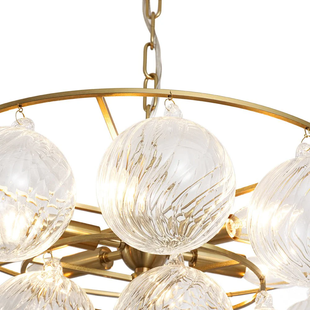 Cluster Ribbed Glass Globe Bubble Round Tiered Chandelier - Image 13