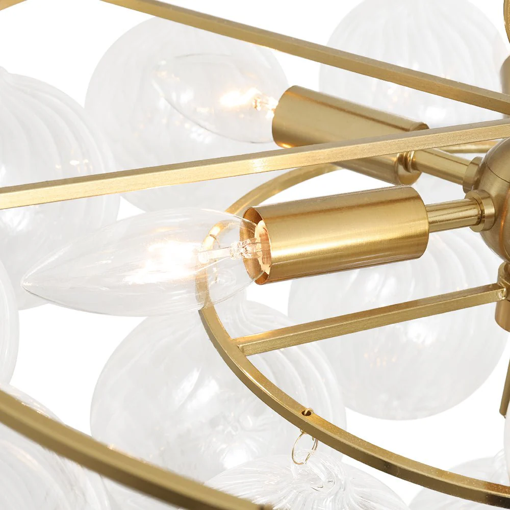 Cluster Ribbed Glass Globe Bubble Round Tiered Chandelier - Image 15
