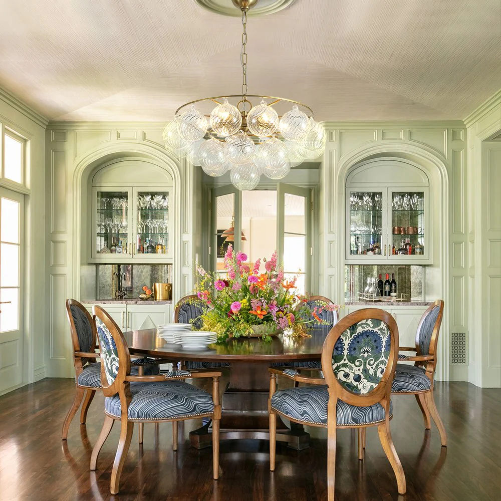Cluster Ribbed Glass Globe Bubble Round Tiered Chandelier - Image 2