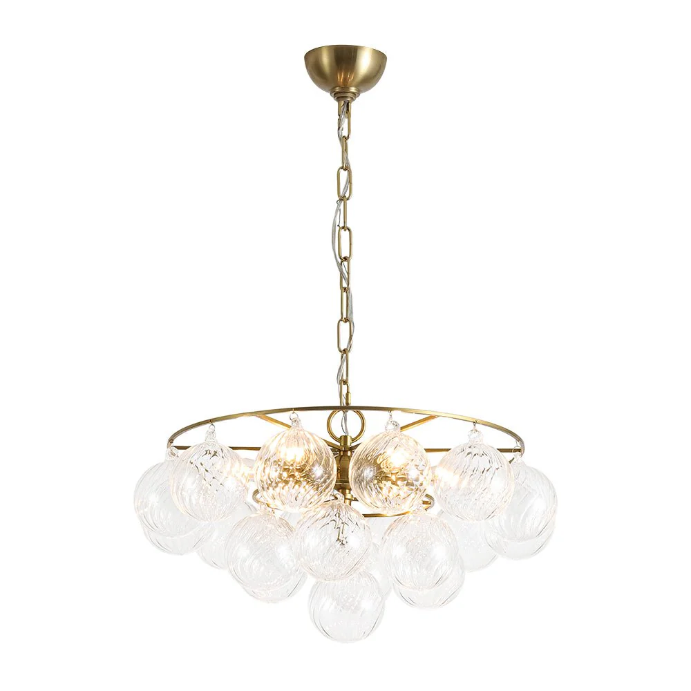 Cluster Ribbed Glass Globe Bubble Round Tiered Chandelier - Image 7
