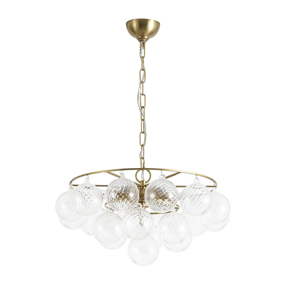 Cluster Ribbed Glass Globe Bubble Round Tiered Chandelier - Image 8