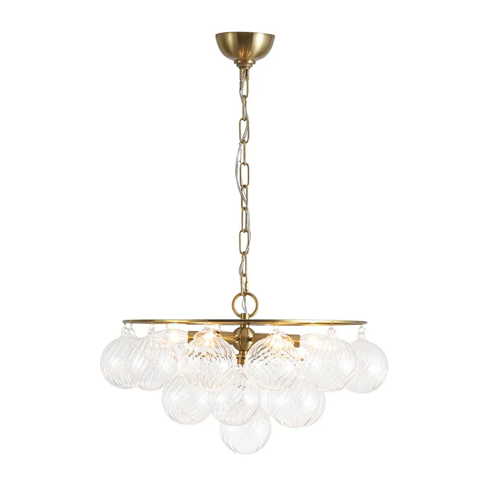 Cluster Ribbed Glass Globe Bubble Round Tiered Chandelier - Image 9
