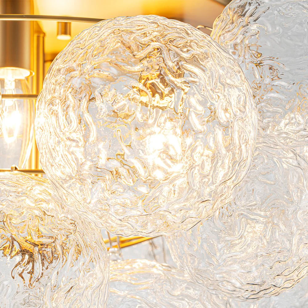 Cluster Rippled Glass Bubble Round Semi Flush Chandelier - Image 10