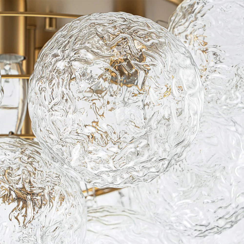 Cluster Rippled Glass Bubble Round Semi Flush Chandelier - Image 11