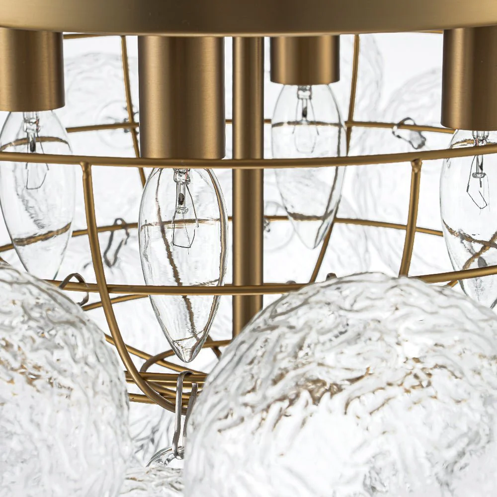 Cluster Rippled Glass Bubble Round Semi Flush Chandelier - Image 12