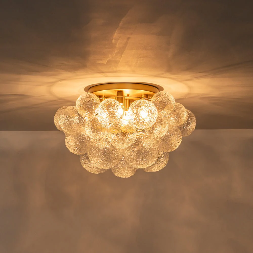 Cluster Rippled Glass Bubble Round Semi Flush Chandelier - Image 3