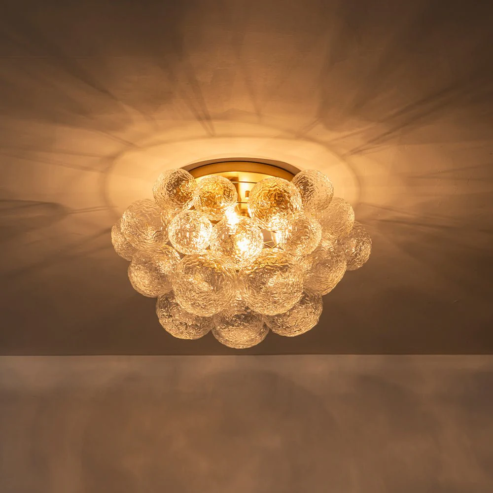Cluster Rippled Glass Bubble Round Semi Flush Chandelier - Image 4