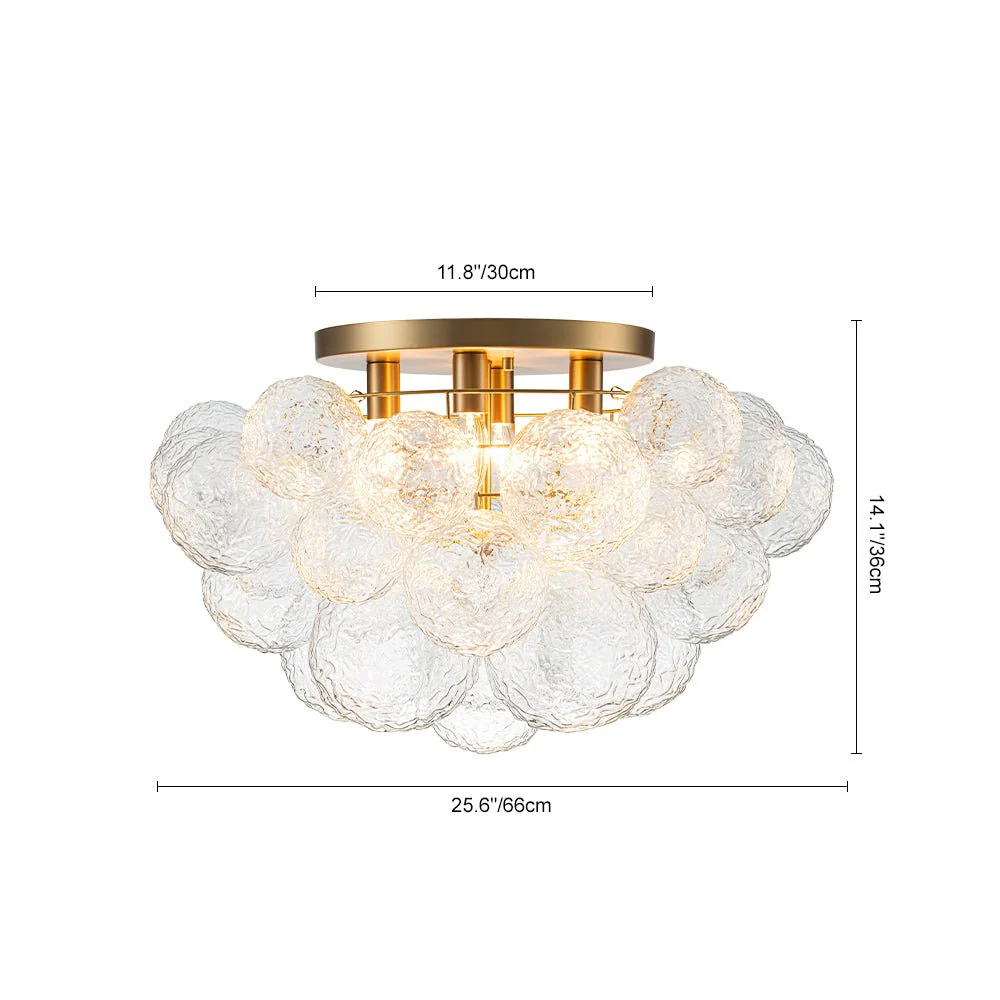 Cluster Rippled Glass Bubble Round Semi Flush Chandelier - Image 5