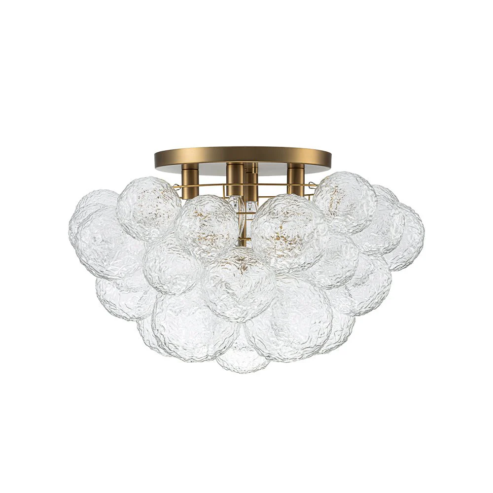 Cluster Rippled Glass Bubble Round Semi Flush Chandelier - Image 6