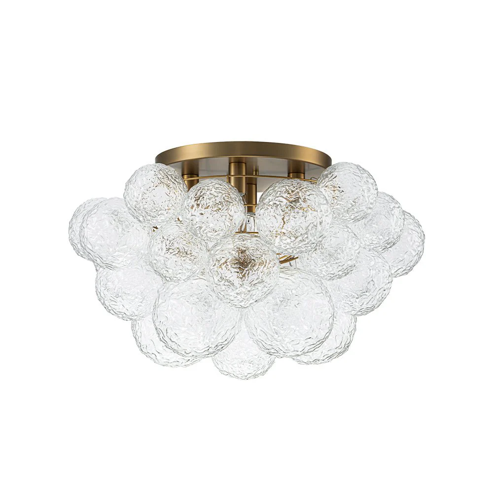 Cluster Rippled Glass Bubble Round Semi Flush Chandelier - Image 7