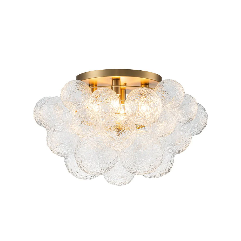 Cluster Rippled Glass Bubble Round Semi Flush Chandelier - Image 8