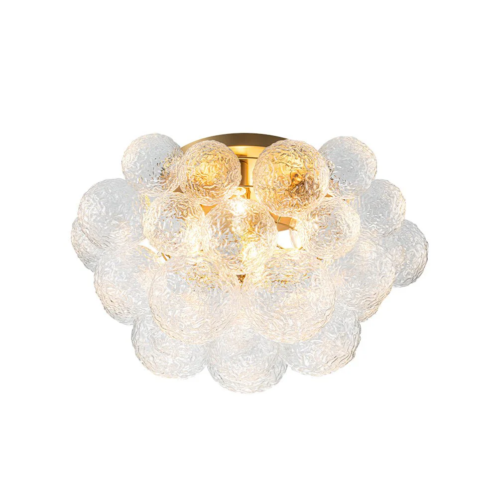 Cluster Rippled Glass Bubble Round Semi Flush Chandelier - Image 9