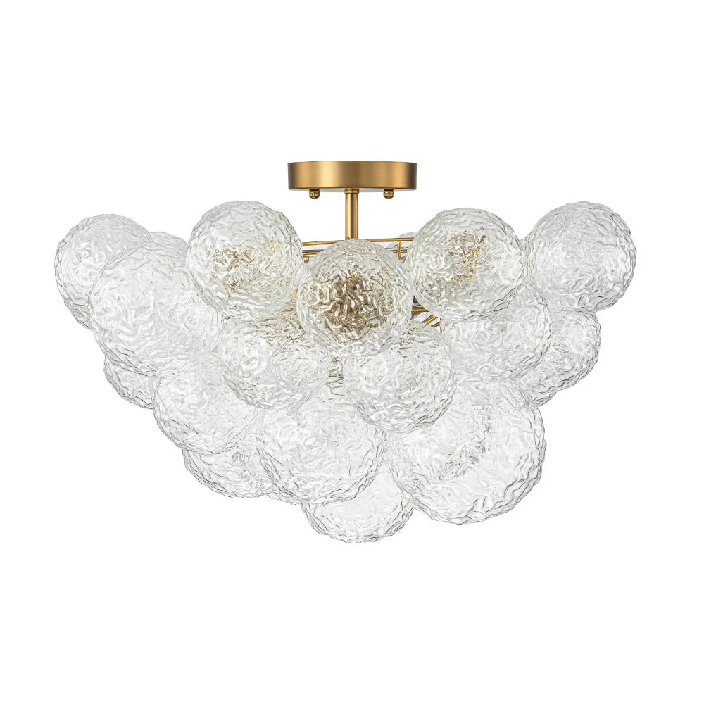 Cluster Rippled Textured Glass Bubble Semi Flush Chandelier - Image 10
