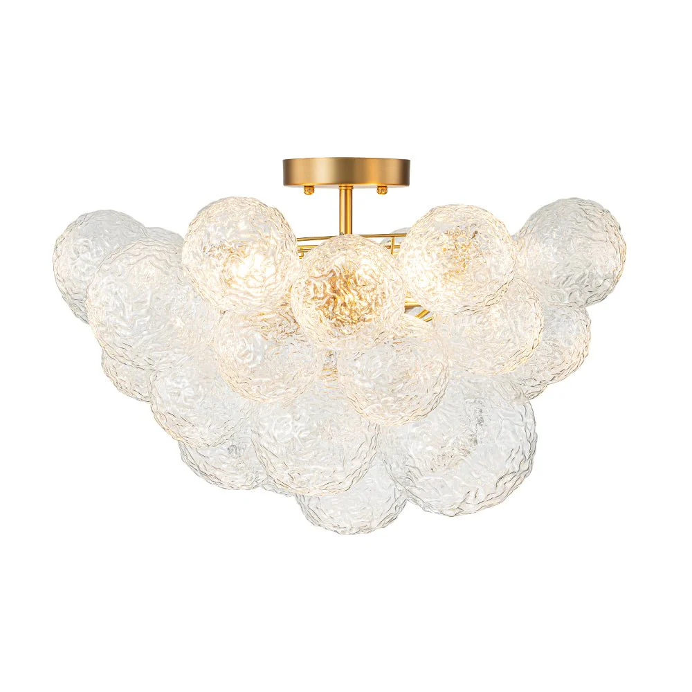 Cluster Rippled Textured Glass Bubble Semi Flush Chandelier - Image 11