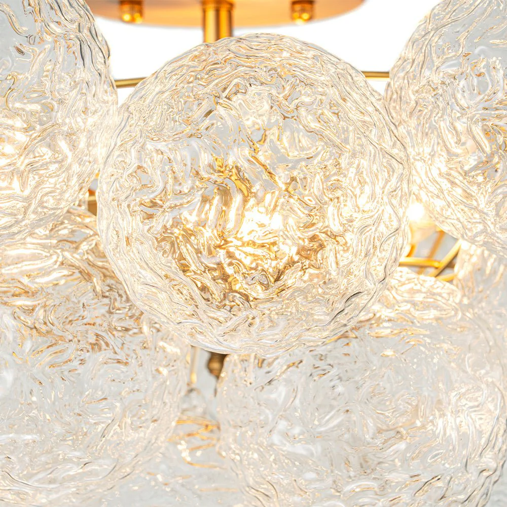 Cluster Rippled Textured Glass Bubble Semi Flush Chandelier - Image 13